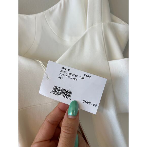 NWT Jonathan Simkhai Belted Crepe Wide Leg Jumpsuit Women's White Size: 0 - Picture 8 of 12